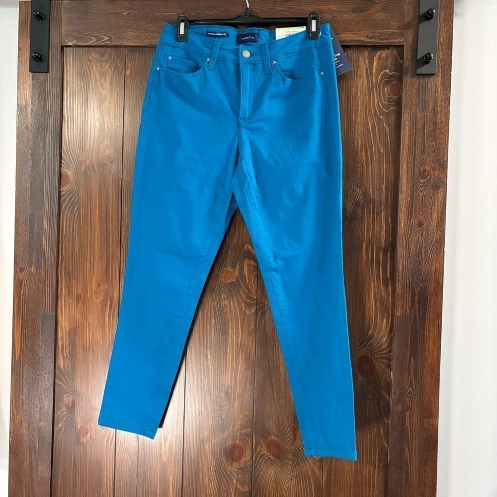 Charter Club Electric Teal Size Petite 4 Bristol Skinny Ankle Jeans NWT - Picture 2 of 4